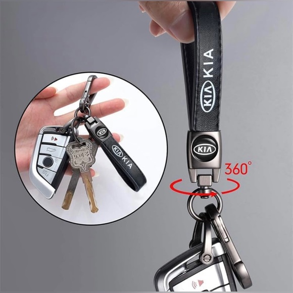 Kia Key Fob Keychain in Black Leather NWT - Picture 2 of 5